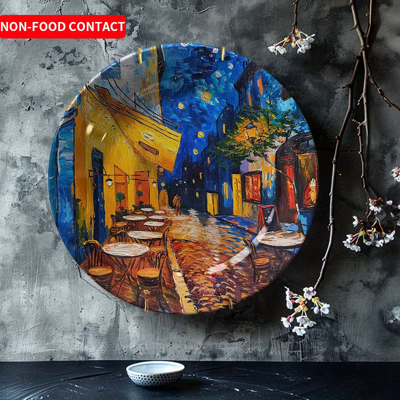 Assiette décorative en céramique reproduction de Van Gogh « Café sur la terrasse la nuit », idéale p