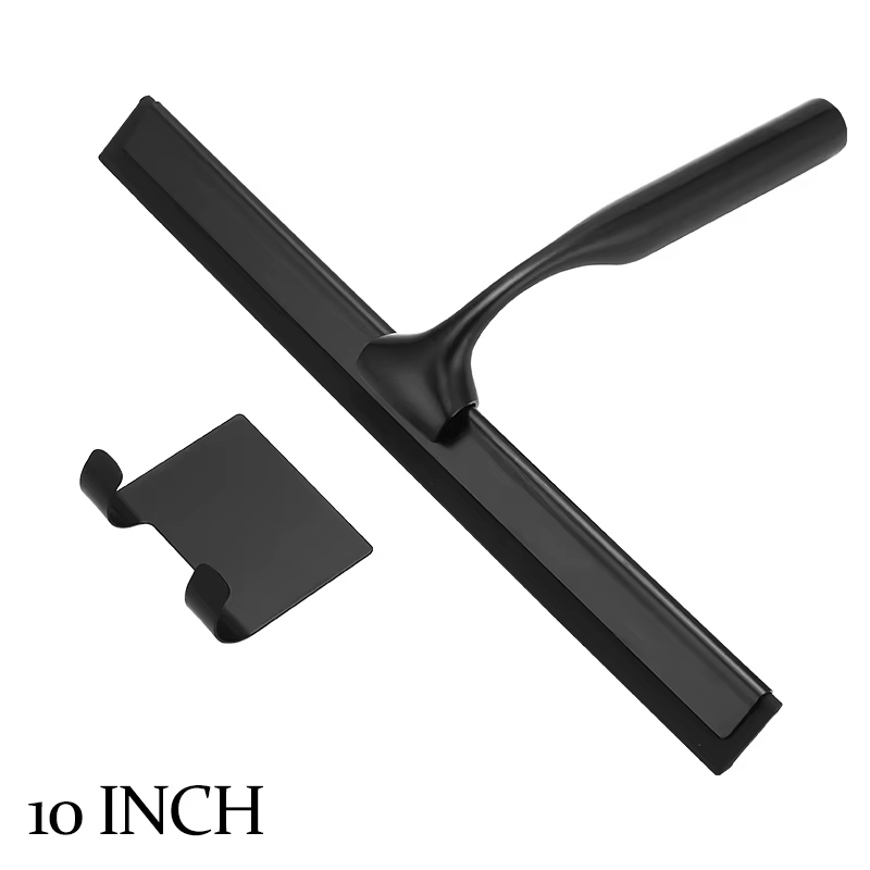 Raclette en acier inoxydable avec crochet, caoutchouc noir, silicone, nettoyant de douche, grattoir,