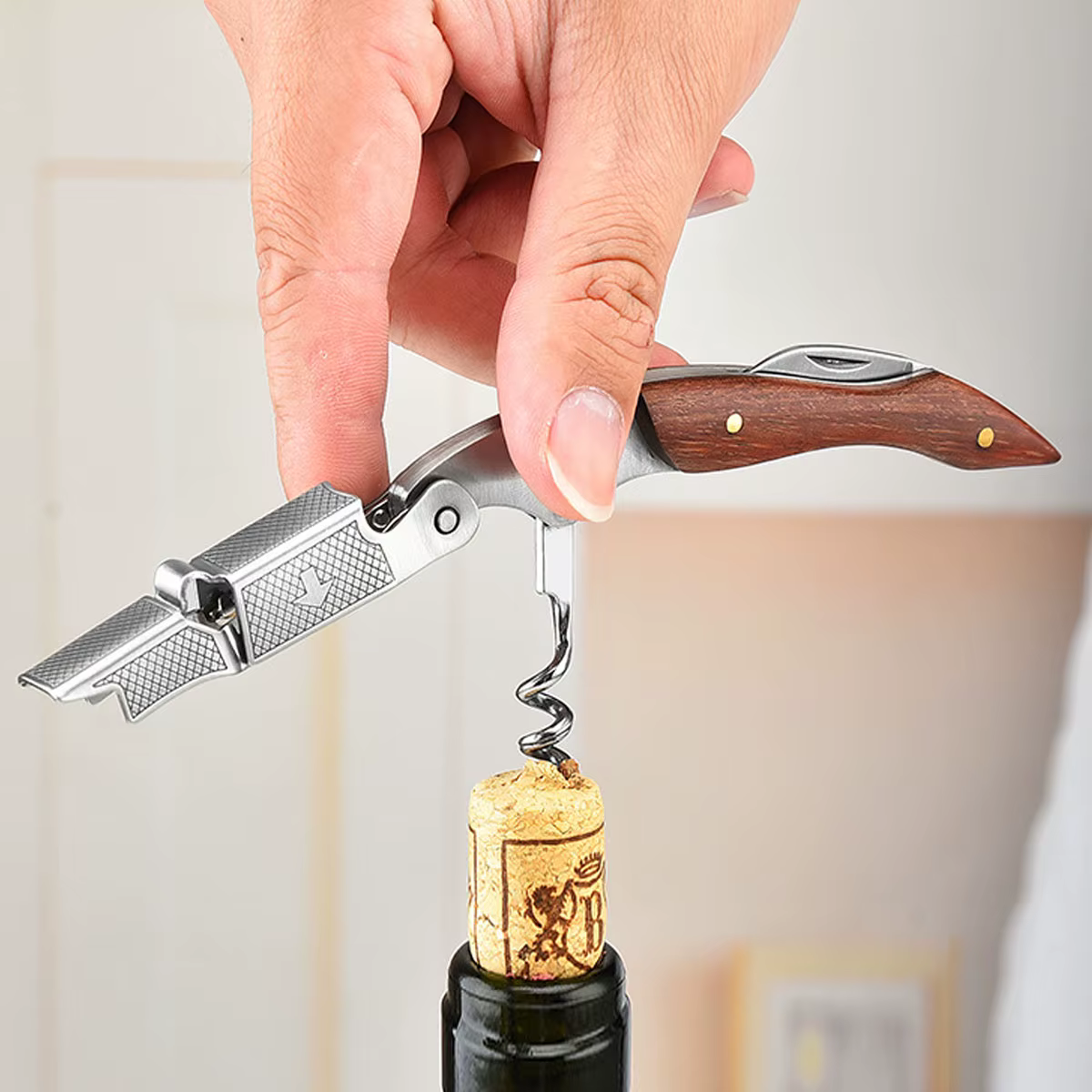 Leeseph ouvre-bouteille de vin, clé à vin manuelle à double charnière pour barman, serveur, serveur,
