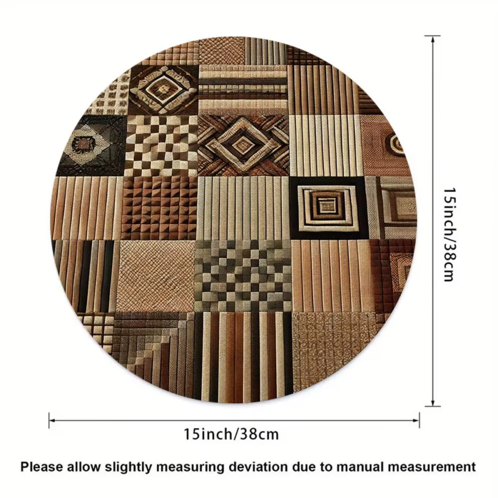 VIKAMA – sets de table ronds à motifs géométriques, sets de table à carreaux marron, ensemble de 4 p