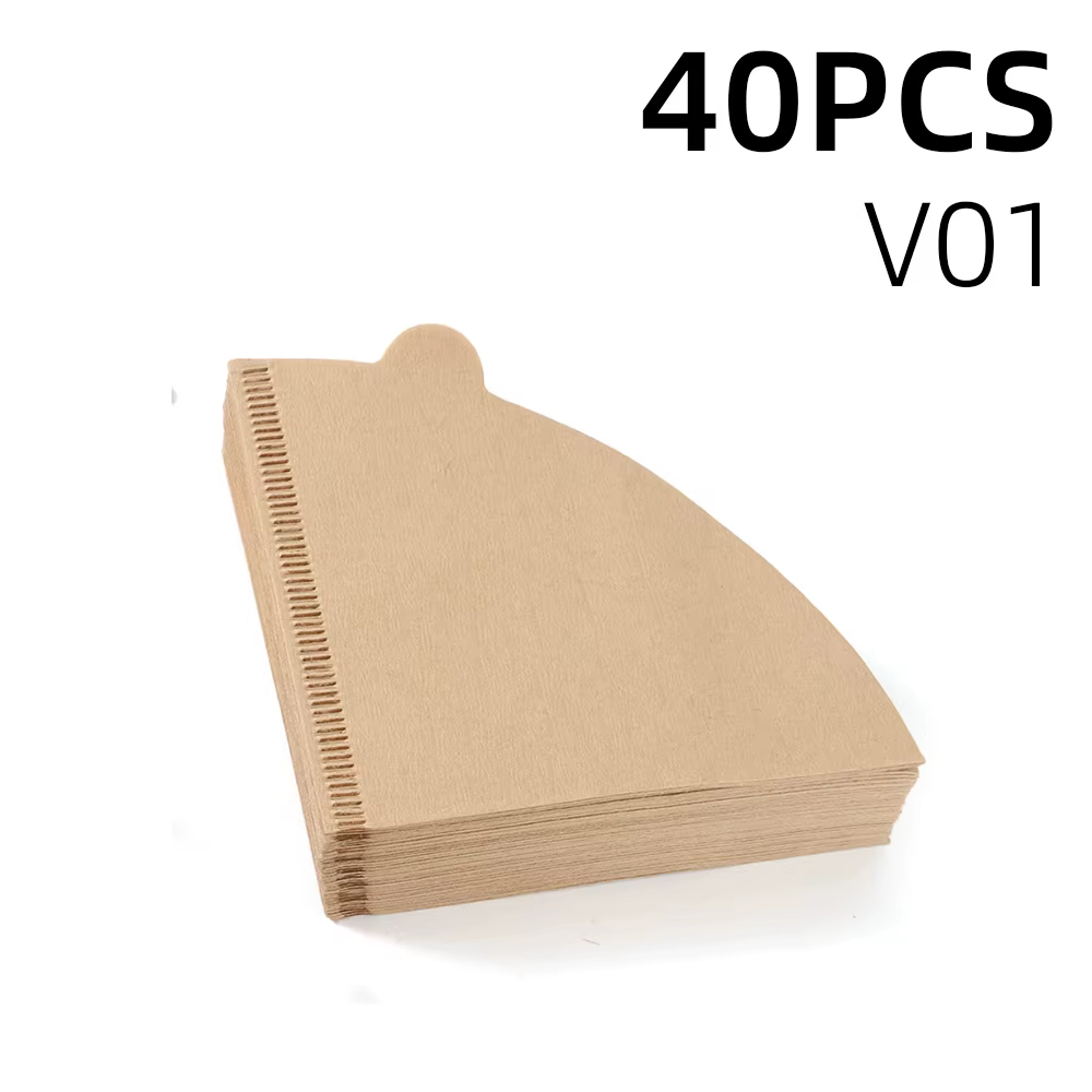 Filtres en papier à café 100 pièces/40 pièces filtre à cône V01 V02 non blanchi verser sur la pâte d