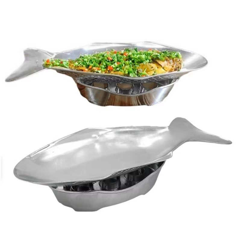 Assiette à poisson grillée commerciale, plateau de cuisson en forme de poisson, assiette à poisson S