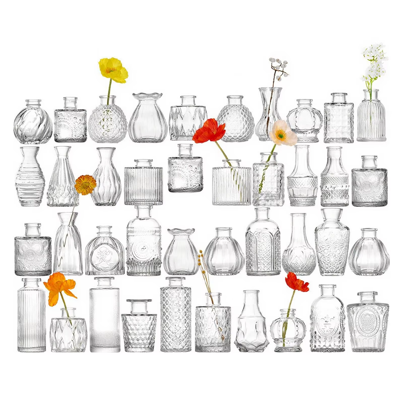 Petit Vase à fleurs décoratif transparent, Vases à bourgeons en verre transparent pour la maison, dé