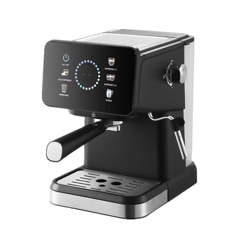 Pression de 20 bars, double extraction (chaud/froid), écran tactile intelligent, mousseur à lait, ch