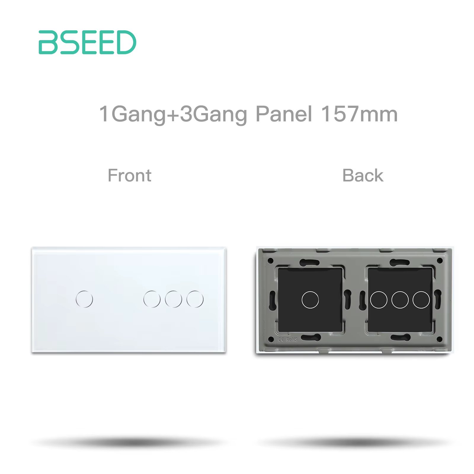 BSEED – panneau en verre cristal de 157mm, 1/2/3 gang, pour interrupteur tactile mural, uniquement p