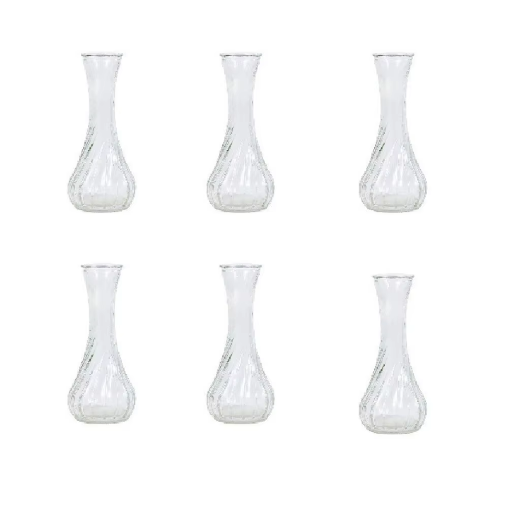 Lot de 6 mini-vases en verre transparents pour décoration de table, style rustique vintage, pour cul