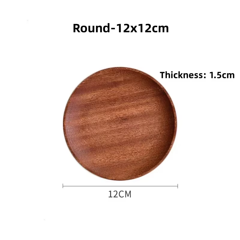 Vaisselle ronde ovale en bois massif, assiette à Dessert, assiette de fruits secs, assiette à gâteau