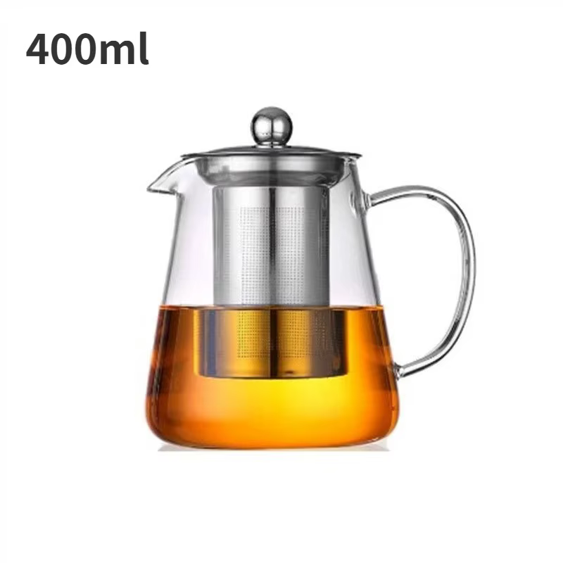 Théière en verre Borosilicate transparent résistant à la chaleur, bouilloire à thé avec infuseur amo