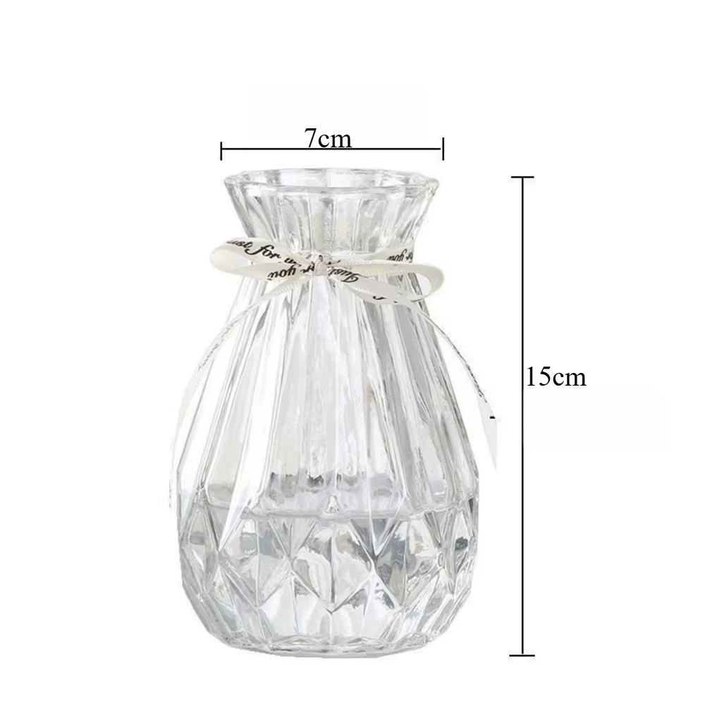 Vase en verre Transparent nordique, plantes de lierre vert hydroponique, Vase en verre de couleur, A