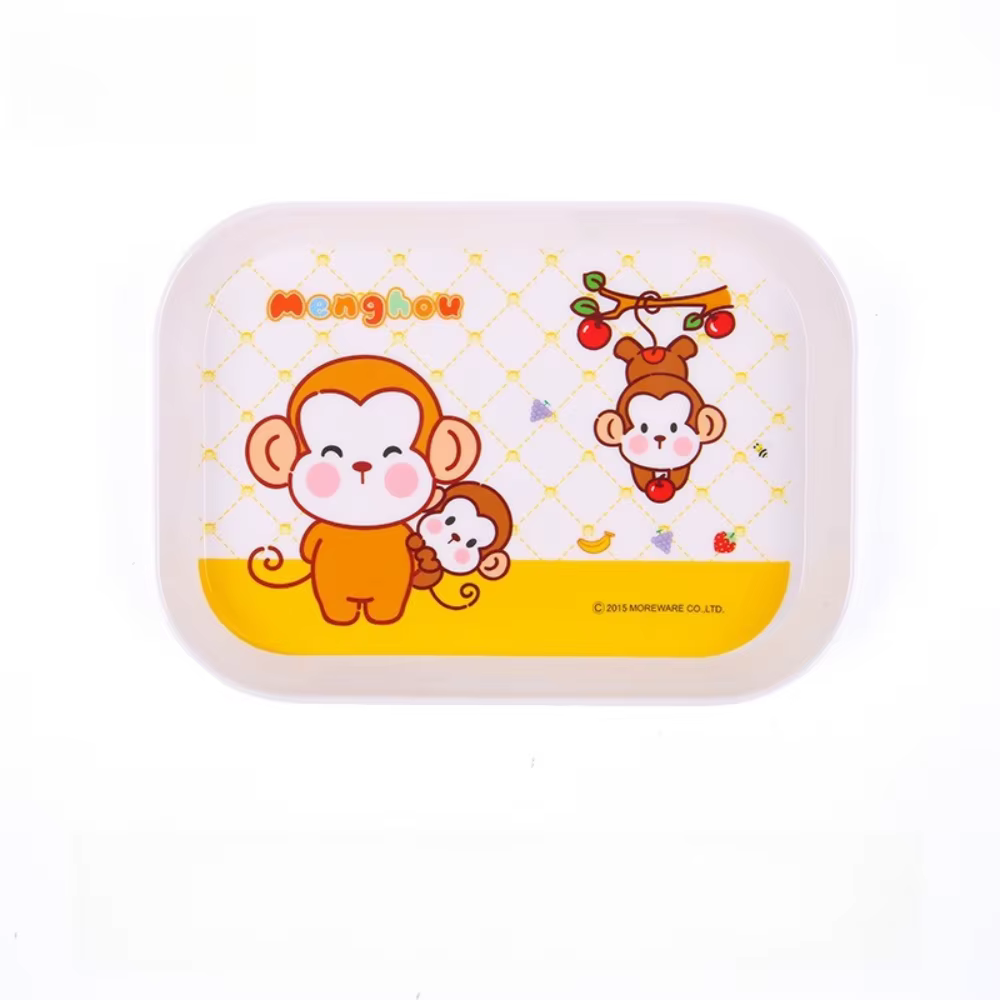 Assiette rectangulaire mignonne de dessin animé, assiette créative de collation de fruits de ménage,