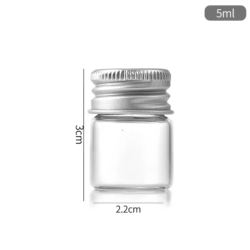 Mini verre HI avec bouchons à vis, 5 pièces, dessus en aluminium, en métal, 5-30ml, petite bouteille