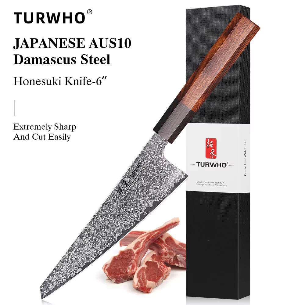 TURWHO-Couteau de chef japonais Honesuki forgé à la main, ustensile de cuisine professionnel en acie