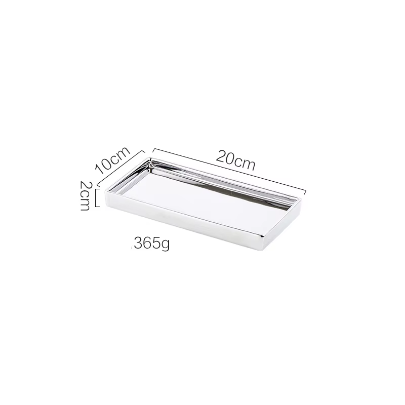 Assiette à dessert plaquée argent, bibelot de rangement en céramique, porte-rouge à lèvres, accessoi