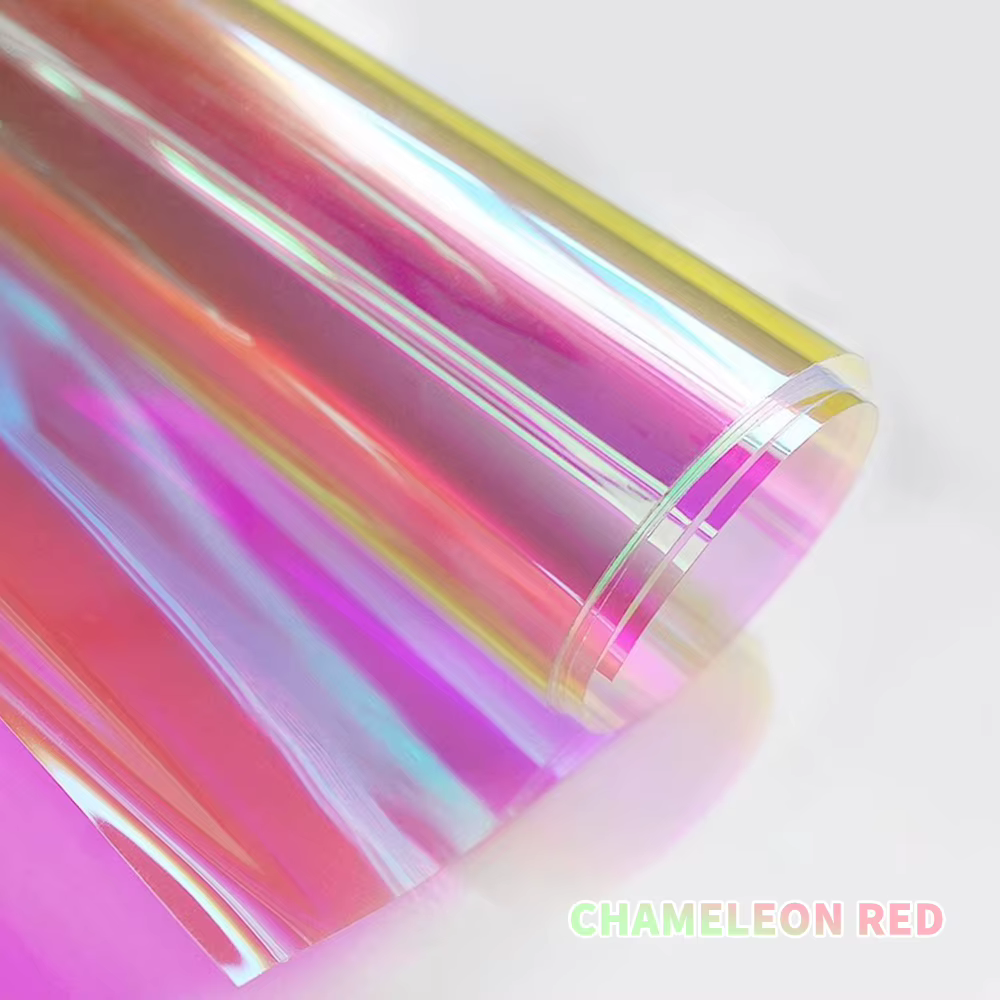 Teinte de fenêtre en verre de bâtiment dichroïque caméléon, Film décoratif coloré découpé UV pour ce