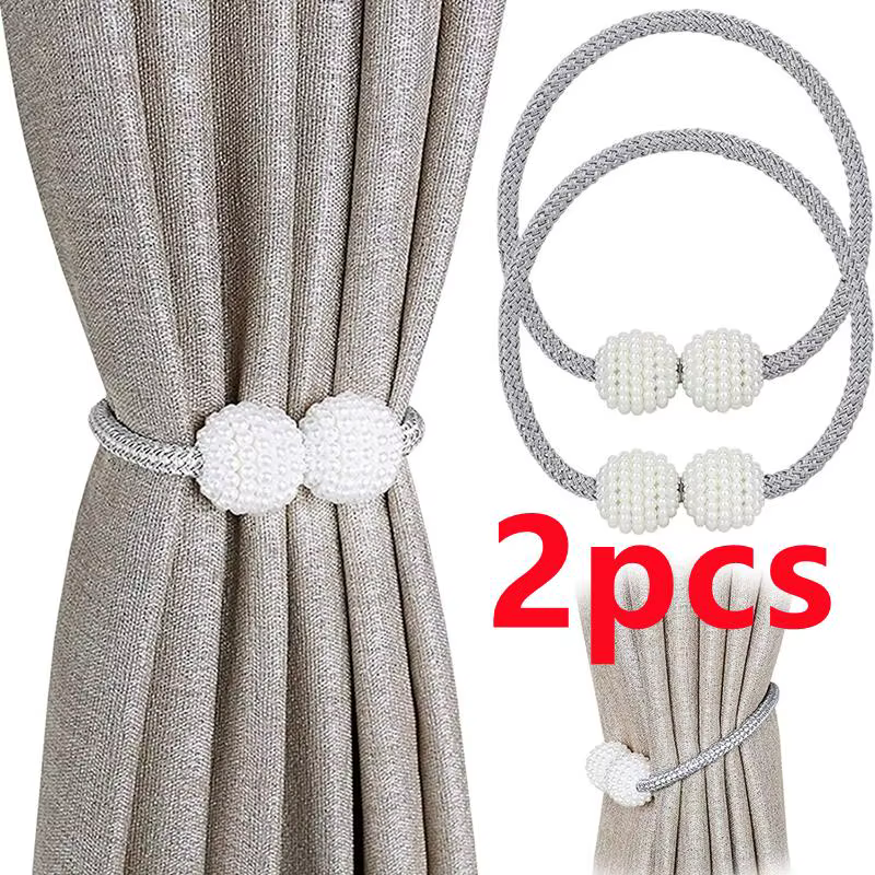2 pièces perle magnétique rideau pince porte-rideau cravate boucle Clips suspendus boule boucle crav