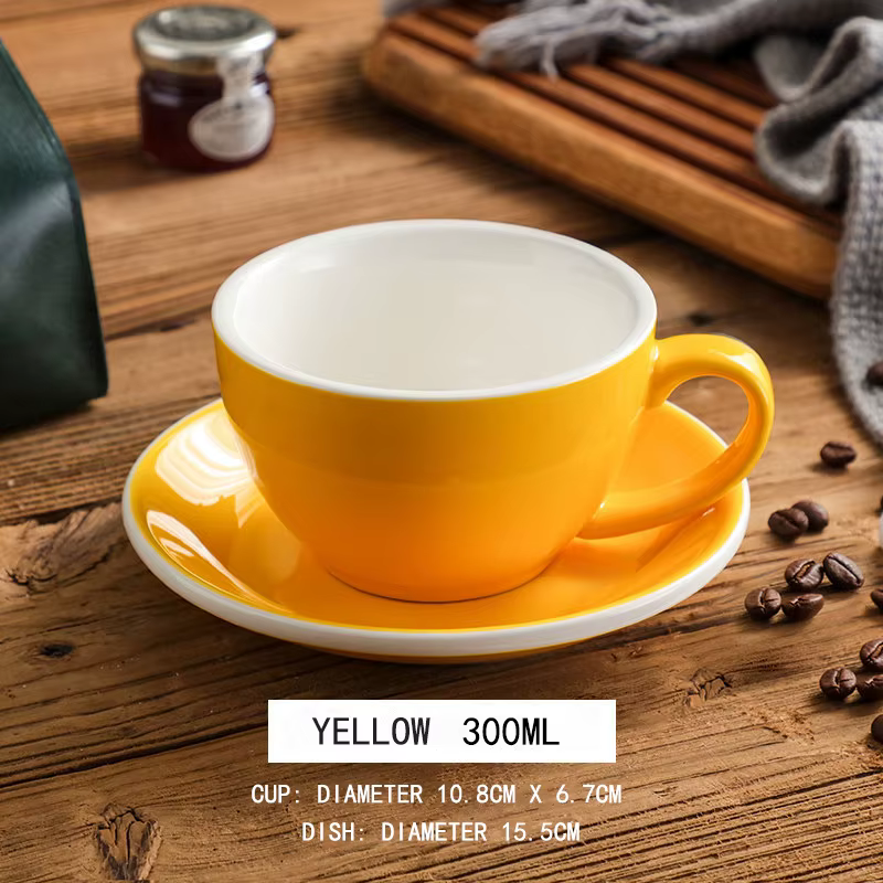 Ensemble de tasses à café et soucoupes en céramique de 300ml, tasses à Latte en poterie, tasse à lai