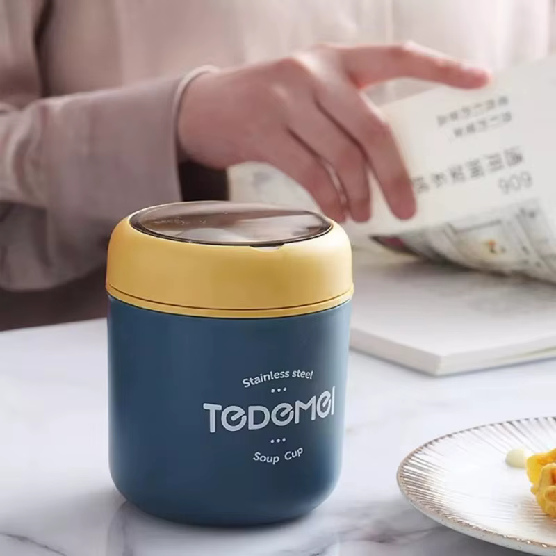 Boîte à déjeuner en acier inoxydable de 510ml, avec cuillère, récipient alimentaire thermique, tasse