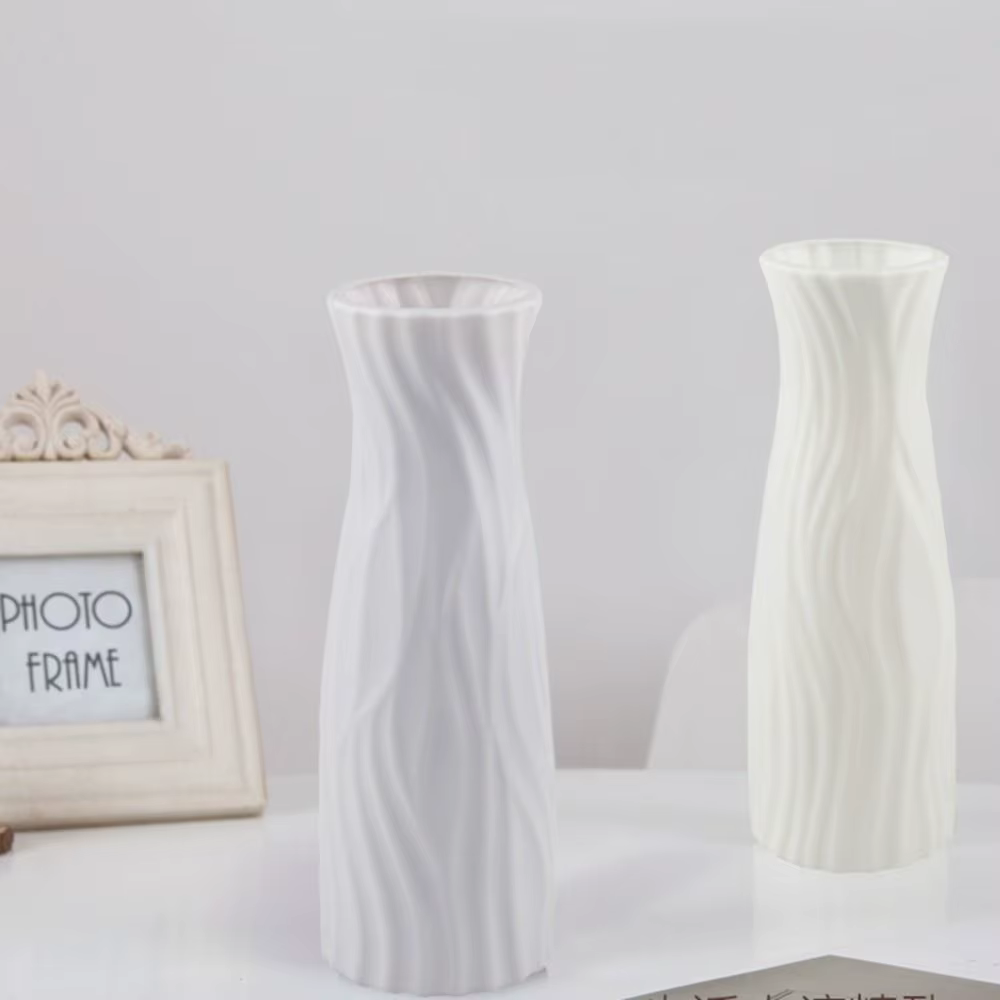 Vase à Fleurs en Plastique et Céramique Solide, Récipient de Décoration de Salon