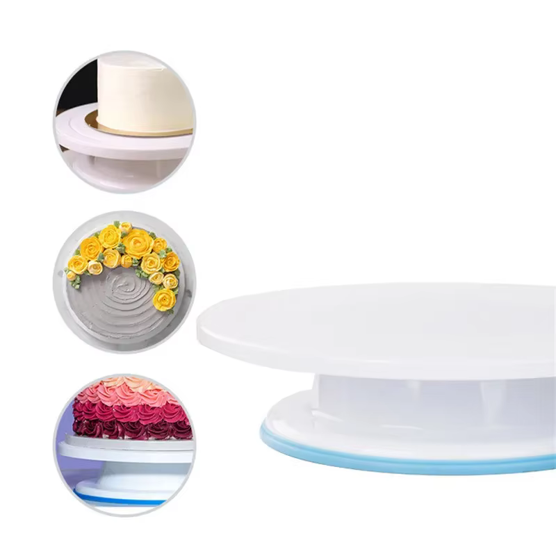 Assiette à gâteau en plastique, plateau tournant antidérapant, support rond pour décoration de gâtea