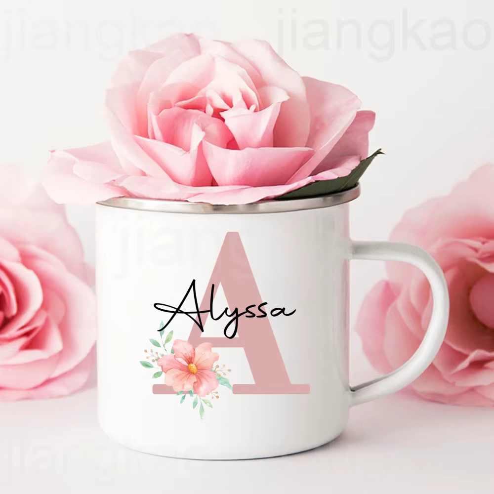 Tasse personnalisée initiale avec nom tasse café personnalisé tasses à chocolat chaud cadeau de demo