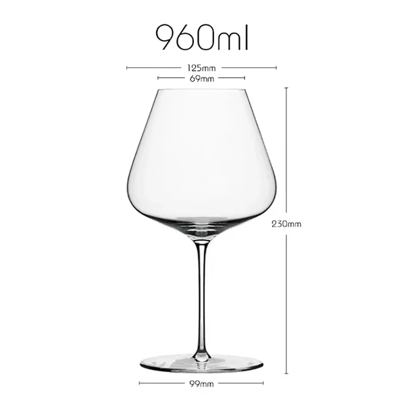 Verre à vin de luxe de style Bourgogne Bordeaux pour banquet et fête, extrêmement fin, fabrication m