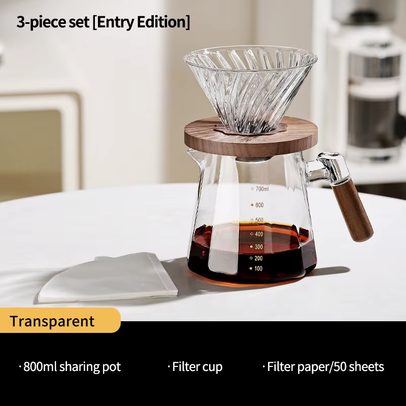 Bincoo – ensemble de cafetière versée, Carafe en verre de 800ml, avec filtre à café en verre, ensemb