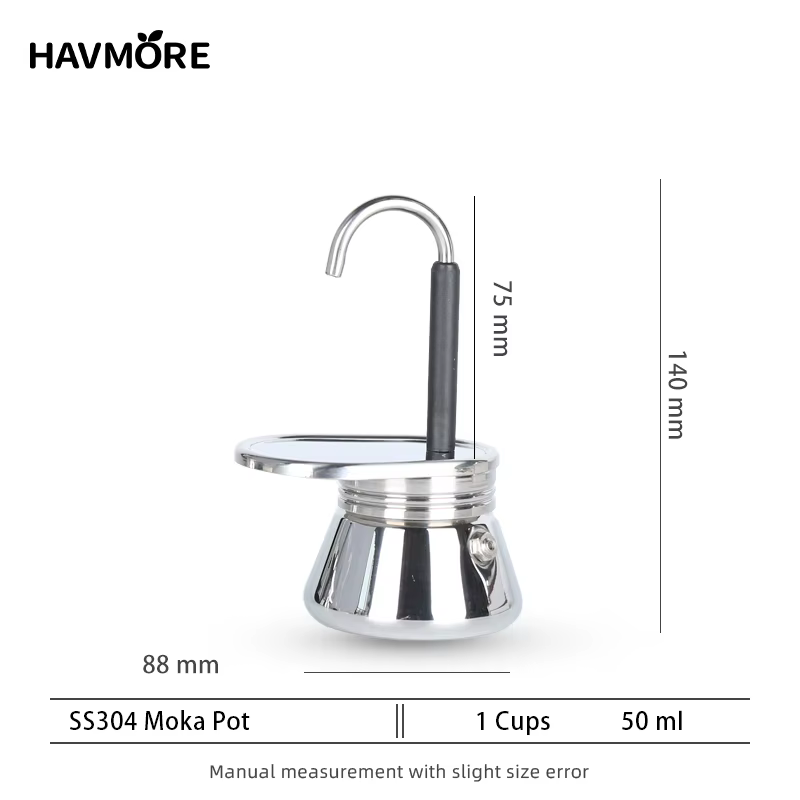 Cafetière expresso 1 2 4 tasses, Mini cafetière Moka en acier inoxydable avec conception Unique