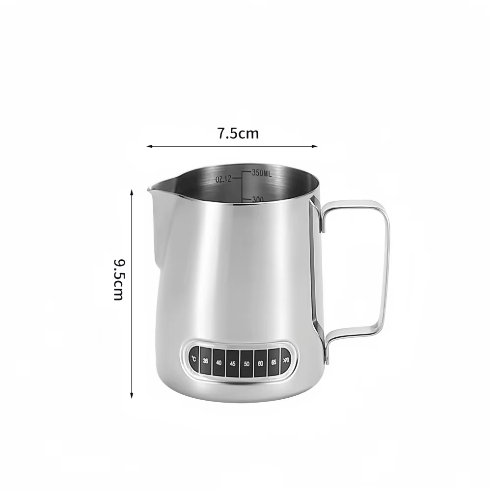 Pichet à mousseur à café et lait, Patch de détection de température, échelle précise en acier inoxyd