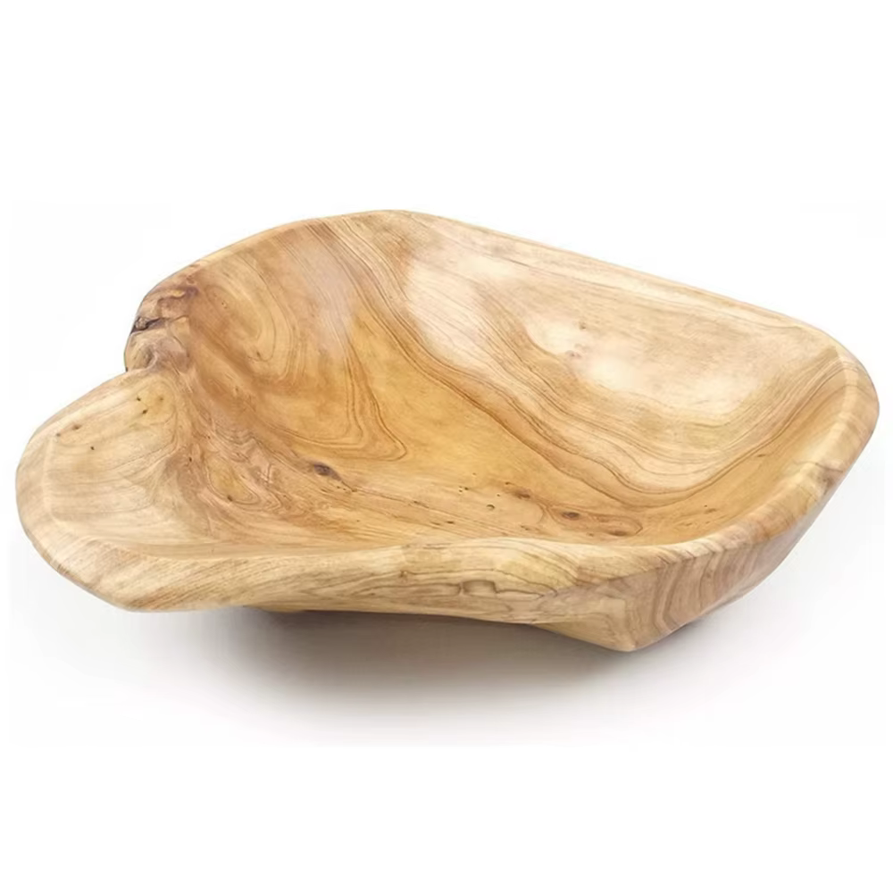 Bol de service de salade de fruits en bois, bols à racines sculptés à la main, bol à bonbons en bois