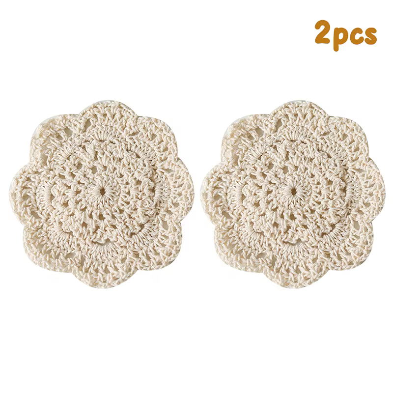 Sous-verres bohème en Crochet à fleurs, 2/4 pièces, parfaits pour Table basse, Restaurant Vintage, B