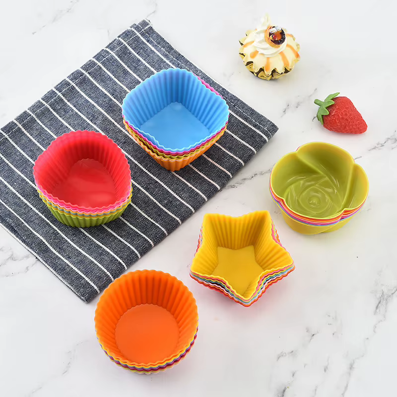 Moule à gâteau rond en Silicone en forme de cœur, 12 pièces/lot, moules de cuisson pour muffins, cup