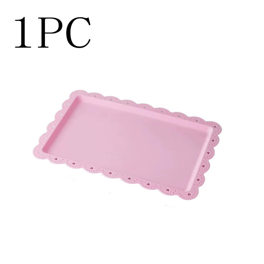Assiette/plateau à dessert en plastique rose, 1 pièce, adaptée pour la remise des diplômes, les anni