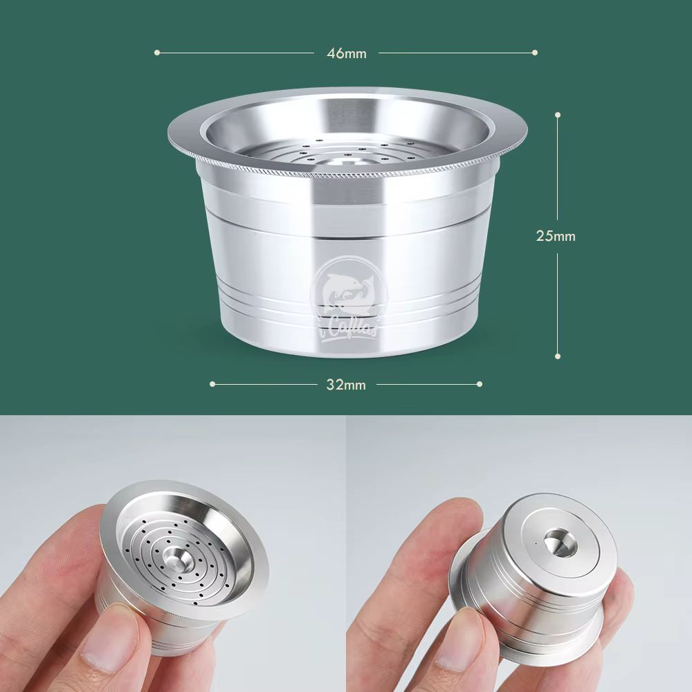 Dosettes de capsules de café expresso réutilisables en acier inoxydable, pour trois cœurs Cafissimo 