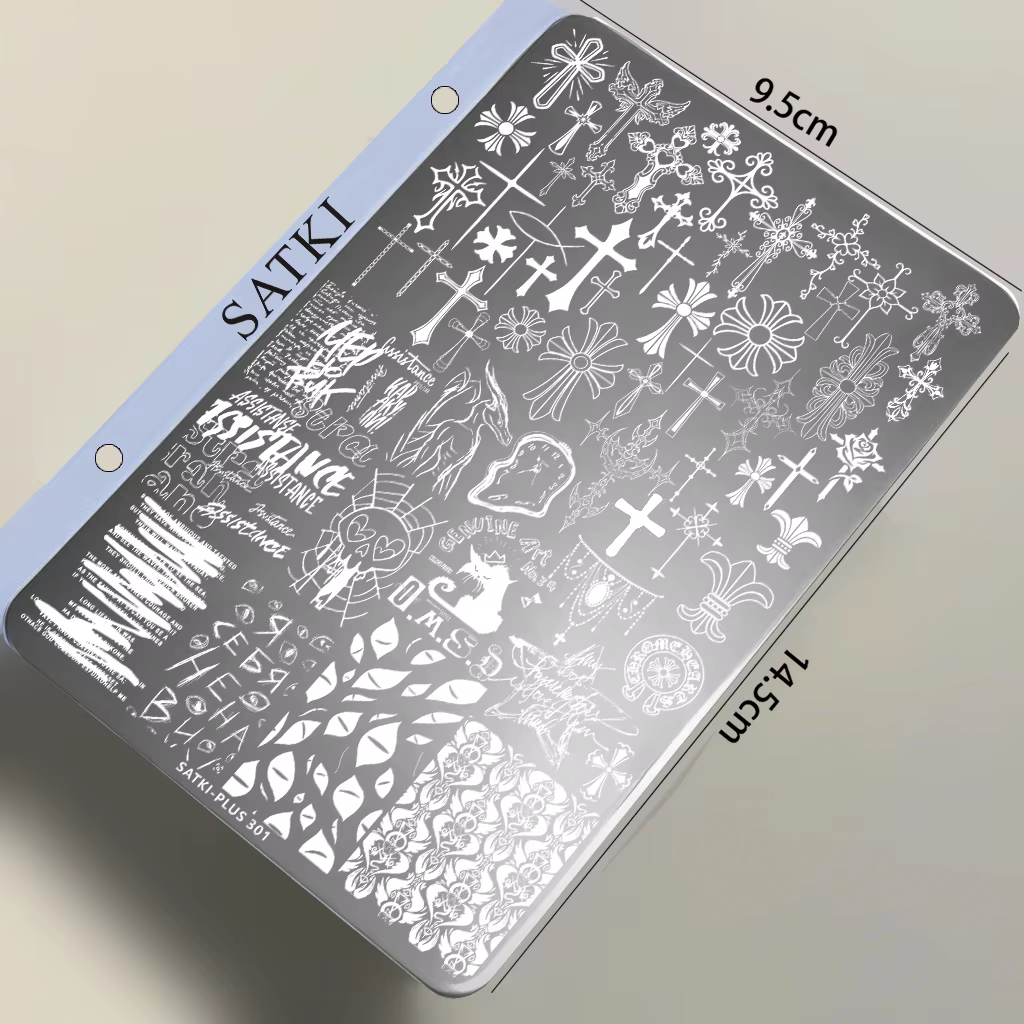 Plaque de stamping pour nail art, plaque en acier pour débutants, modèle de décoration d'ongles sans