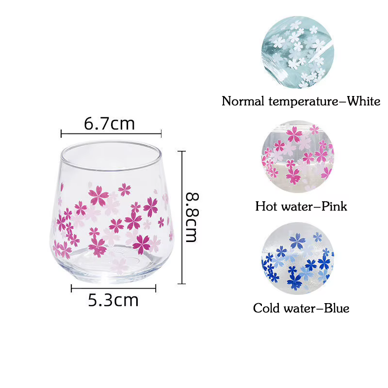 Tasse en verre Sakura sans fleur pour changement de document, verres à café, eau froide et chaude, p