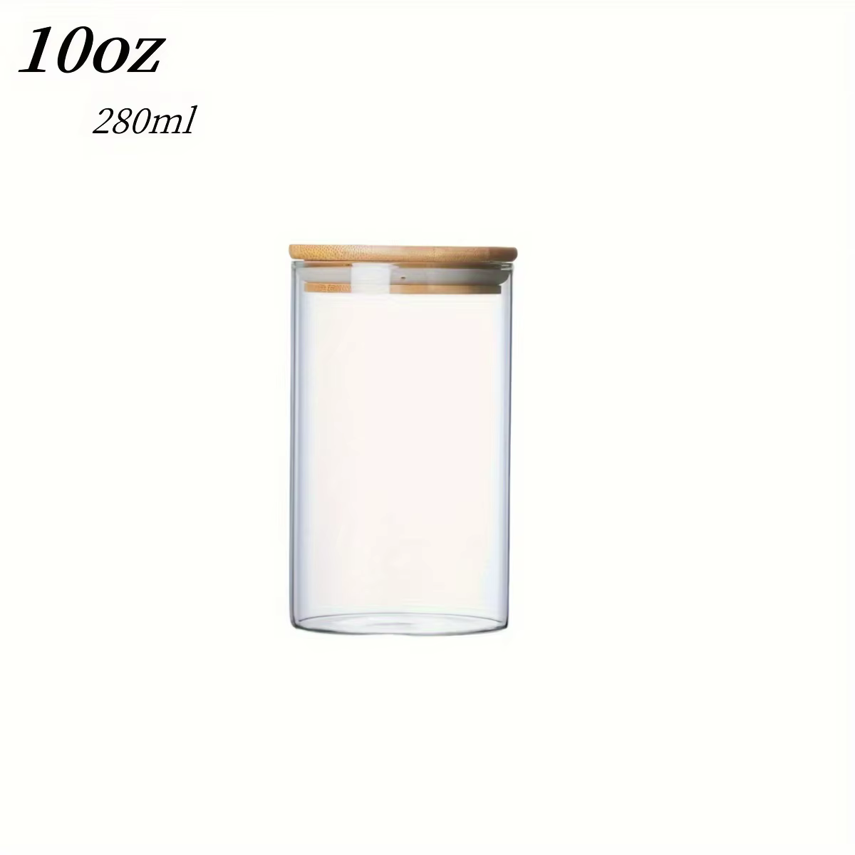 Pot en verre avec couvercle en bambou, récipient de stockage des aliments en verre de 280ml et 10oz,
