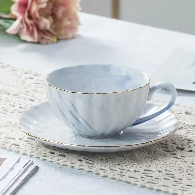 Ensemble de tasses à thé et soucoupes en porcelaine rose, 200ML, thé de l'après-midi anglais, un ens