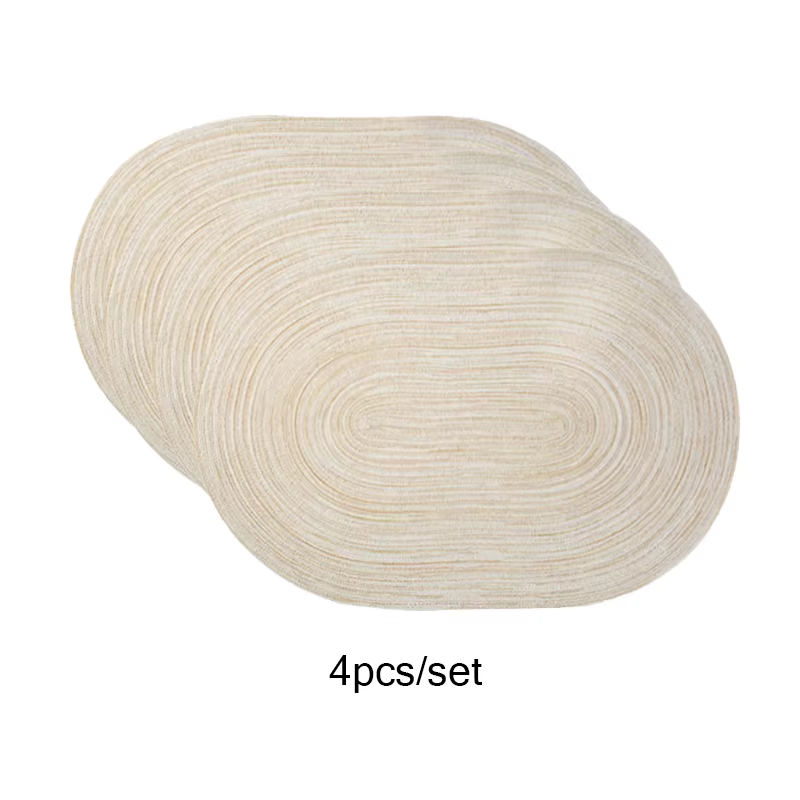 Ensemble de 4 sets de table ovales beiges, tapis résistant à la chaleur, tapis de table lavables pou