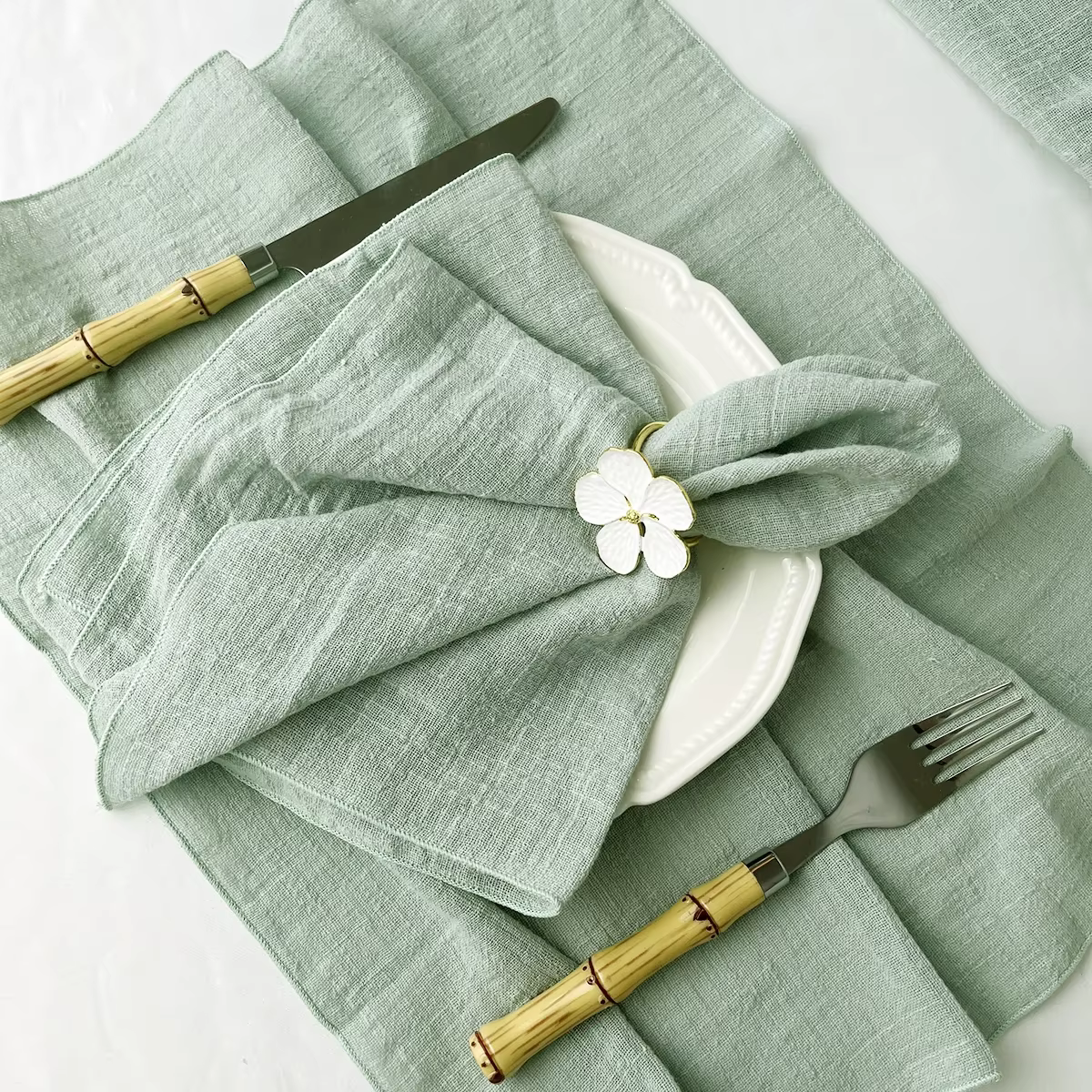 Serviettes en tissu de coton vert sauge, 100 pièces, gaze 30x30cm pour décoration de mariage, usage 