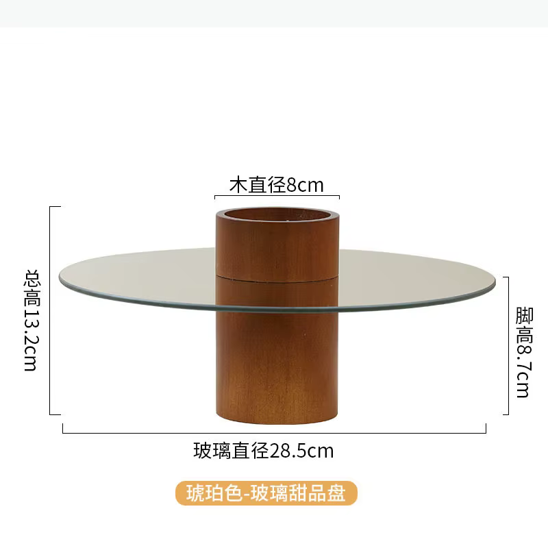 Plateau à gâteau en bois massif et verre, assiette à dessert sur pied, assiettes à pâtisserie, suppo
