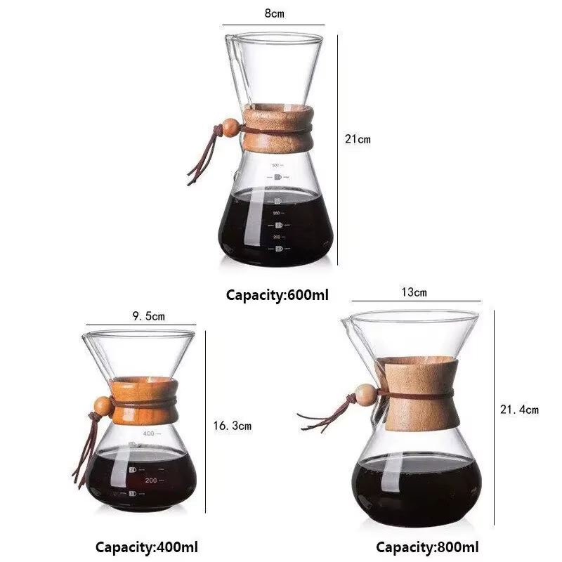 Bouilloire à café en verre à main avec filtre en acier inoxydable, brassage goutte à goutte, cafetiè
