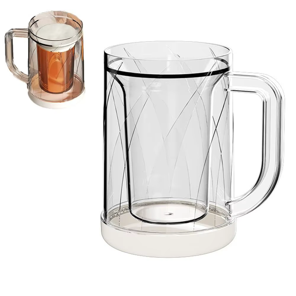 Verre à double couche pour la maison avec poignée, réfrigérateur liquide, gobelet congelé, verre à b