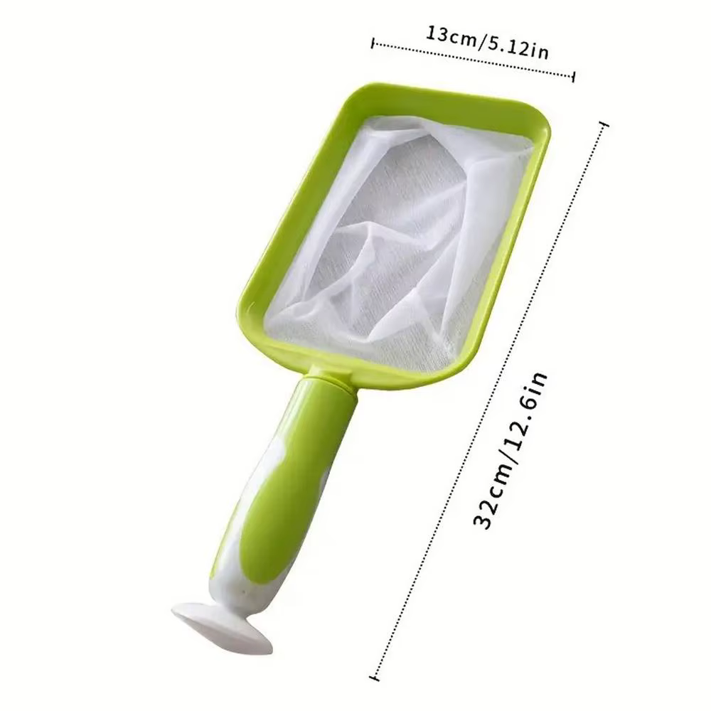 Épuisette de nettoyage de piscine portable verte avec poignée ergonomique et maille fine durable pou