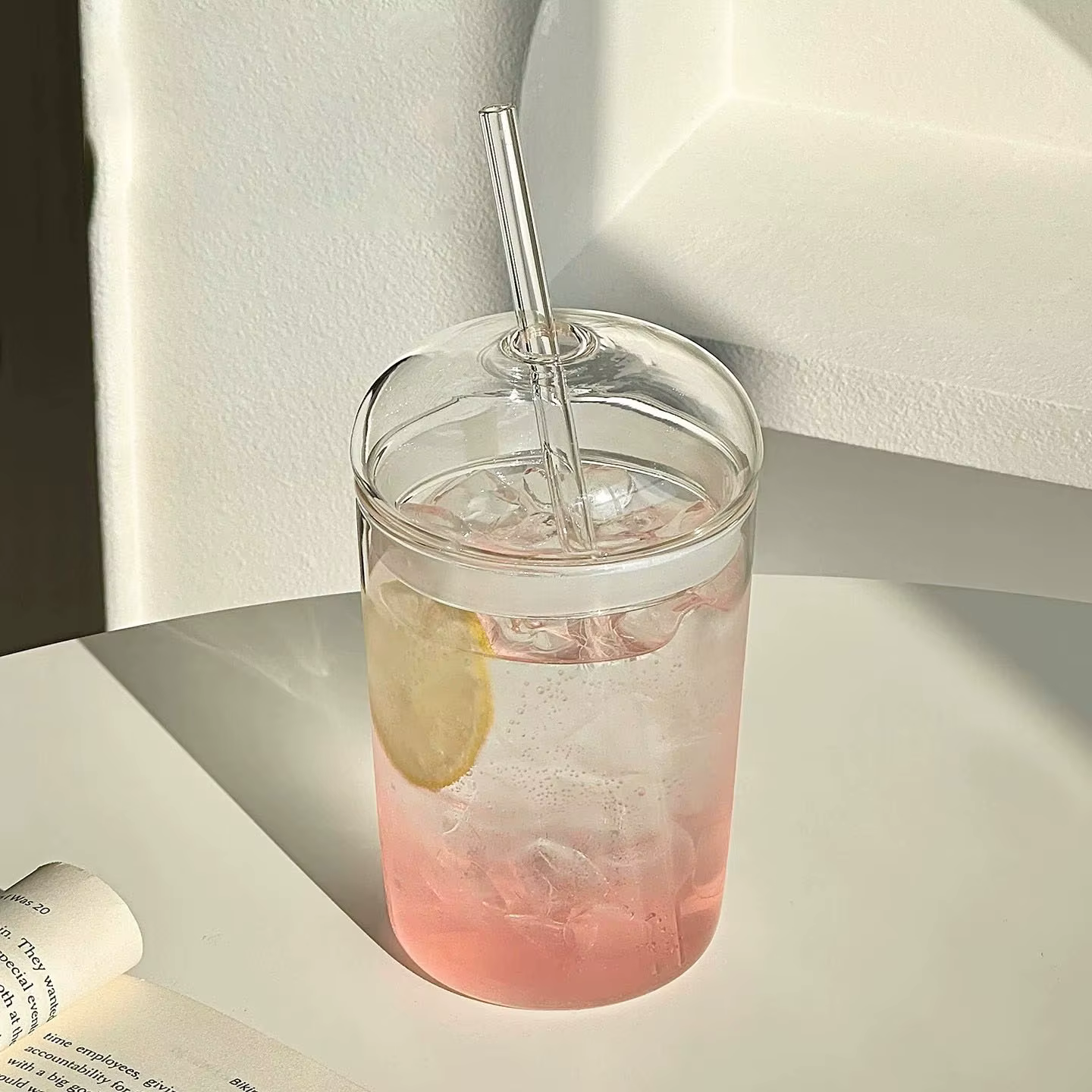 Gobelet en verre borosilicate de haute qualité, 500ml, avec couvercle et paille, tasse à café glacé 