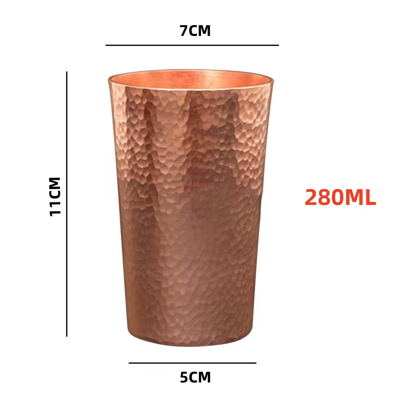 Tasse artisanale vintage en cuivre pur avec texture martelée épaissie, pour petit-déjeuner, lait, ca