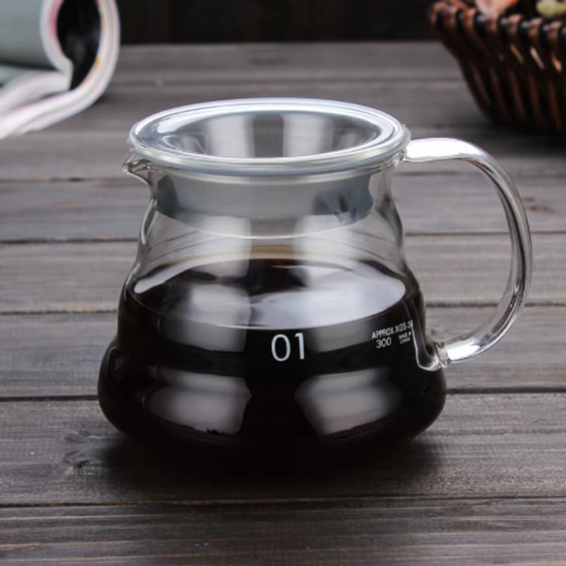 Leeseph – Carafe à café, bouilloire à café en verre transparent de 350/600ml, Pot de partage avec co