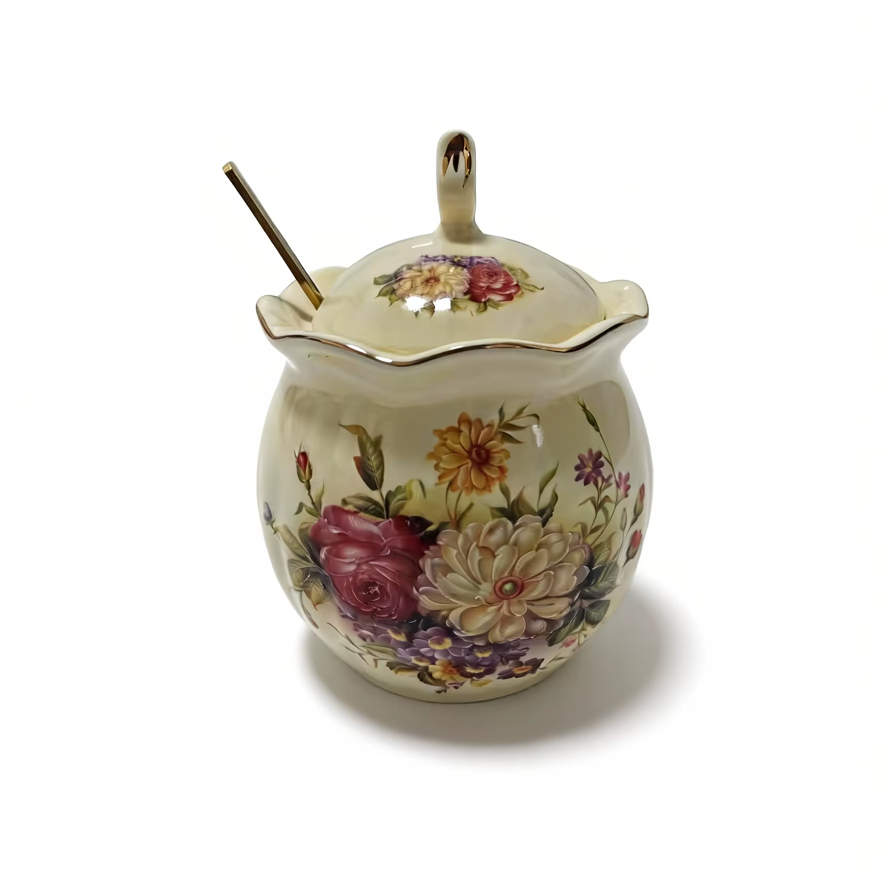 1 pot à épices en céramique de 400 ml, avec couvercle et cuillère - Pot à épices de cuisine, récipie