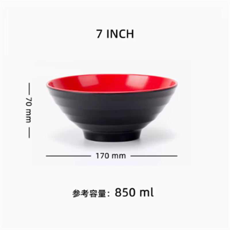 Bol à nouilles en mélamine rouge et noir, bols à mélanger pour soupe Mala, plats à nouilles instanta