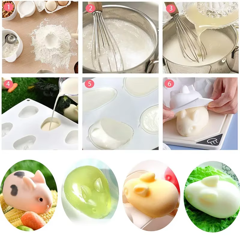 Moules à gâteaux lapin 3D en Silicone, moules de décoration de cuisson pour la cuisson de Mousse à D