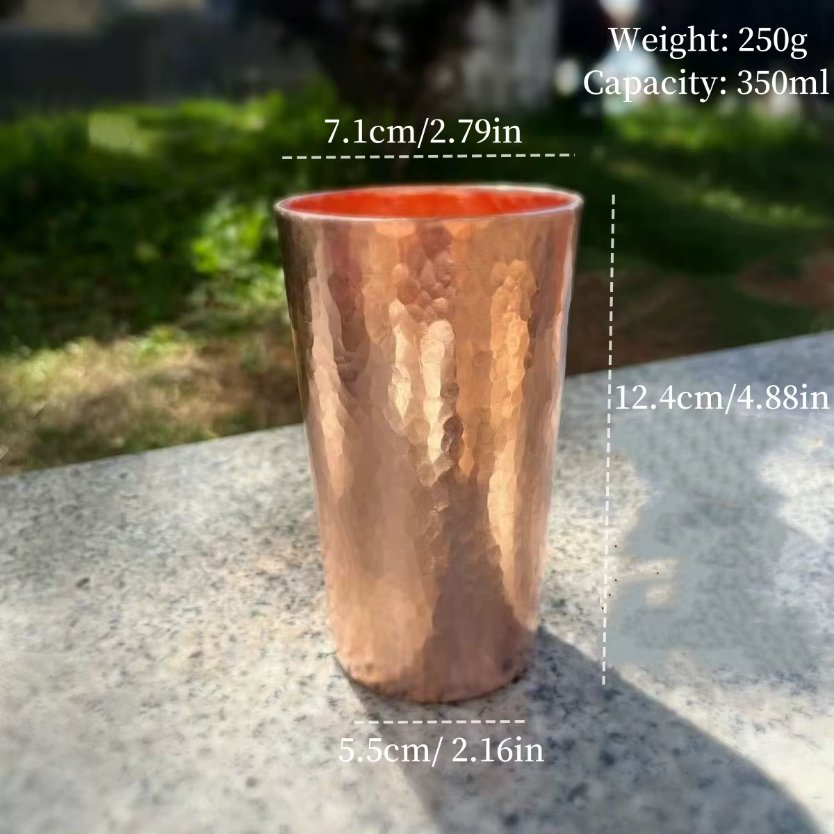 Tasse à café en cuivre pur, Mule de moscou à Texture rétro fabriquée à la main de 350ml avec tasse à